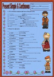 English Worksheet: PRESENT SIMPLE & CONTINUOUS