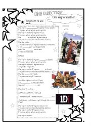English Worksheet: One Direction - One way or another