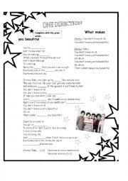 English Worksheet: One Direction - What makes you beautiful