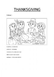 English Worksheet: colour thanksgiving