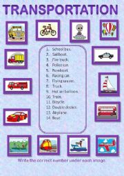 English Worksheet: TRANSPORTATION.