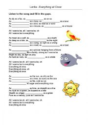 English Worksheet: Everything at once gap fill