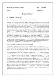 English Worksheet: test 1 4th form