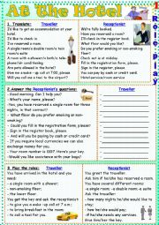 English Worksheet: At The Hotel