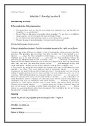 English Worksheet: module 1 family/ section3