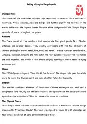 English Worksheet: Beijing Olympic Encylopedia