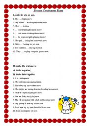 English Worksheet: Present Continuous Tense