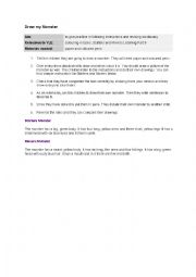 English Worksheet: draw a monster