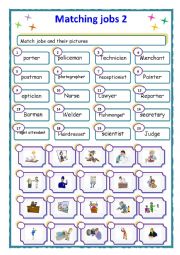 English Worksheet: jobs matching 2