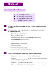 English Worksheet: Present simple and continuous