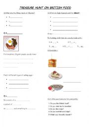 English Worksheet: Food treasure hunt