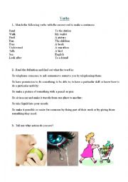 English Worksheet: Infinitive Verbs