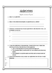 English Worksheet: Adjective Worksheet-4th grade