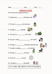 English Worksheet: Prepositions of place