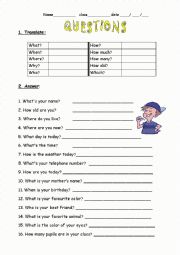 English Worksheet: Questions