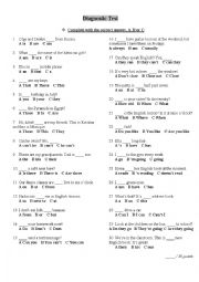 English Worksheet: diagnostic test