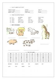 English Worksheet: Review for  ones