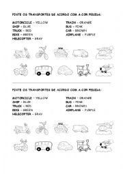 English Worksheet: Means of transports