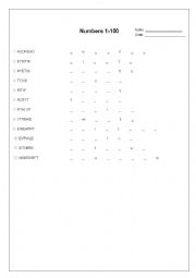 Number 1-100 Scramble