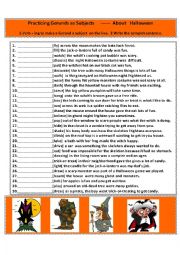 English Worksheet: Gerunds as Subjects about Halloween ELEM