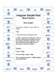 English Worksheet: Irregular Simple Past Board Game