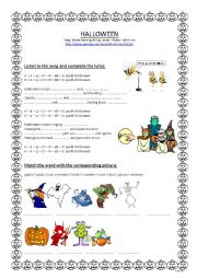 English Worksheet: Halloween Song - H-A-LL-O-W-EE-N