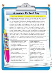 English Worksheet: Mirandas Perfect Day