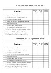 English Worksheet: Possessive pronouns grammar auction