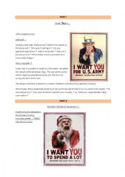 English Worksheet: Uncle Sam (satirical document)