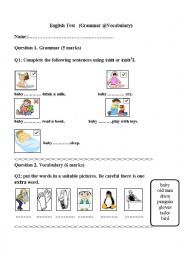 English Worksheet: test about vocabulary and grammar skills