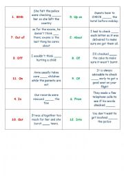 English Worksheet: phrasal verbs dominoes