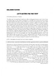 English Worksheet: Lets revise for the test ( third year )