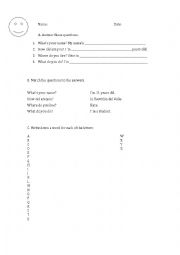 English Worksheet: Introductions and alphabet revising