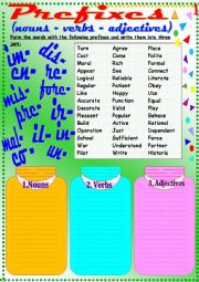 English Worksheet: Prefixes 1