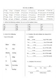 English Worksheet: ordinal numbers