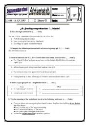 English Worksheet: end of term test n1