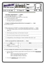 English Worksheet: end of term test n1