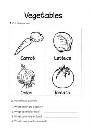 English Worksheet: Vegetables