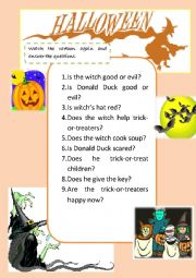 English Worksheet: Halloween cartoon for kids easy and funny part 2