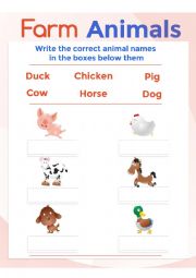 Farm Animals Worksheet