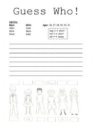 English Worksheet: Comparative Adjectives- Guess Who Game