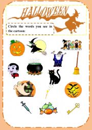 English Worksheet: Halloween cartoon for kids easy and funny part 1