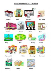 English Worksheet: public places in a city