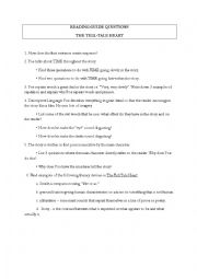 Worksheet The Tell Tale Heart, Edgar Allan Poe