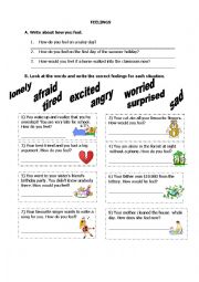 English Worksheet: Feelings, Vocabulary