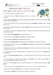 English Worksheet: Environment - Prepositional Verbs