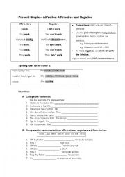 English Worksheet: Present Simple - affirmative and negative 