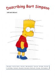 English Worksheet: describing Bart Simpson