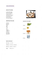 English Worksheet: time expressions and cardinal numbers (1-20)