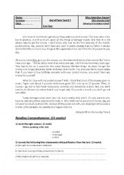 English Worksheet: End of Term 1 (1rst year)